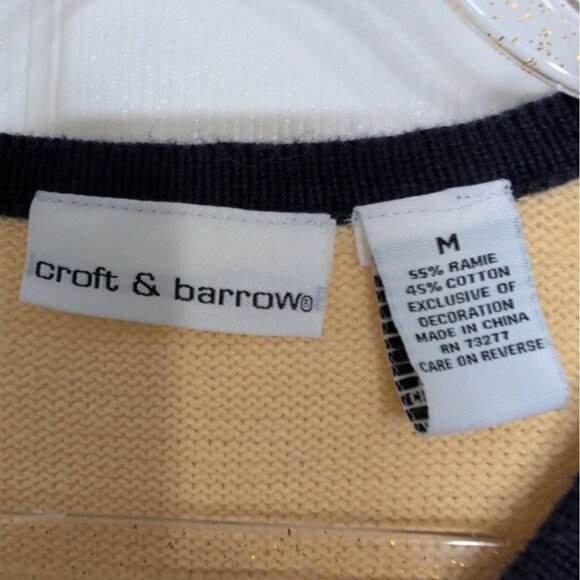 Croft & Barrow Embroidered Nautical Sweater Womens Size Medium Yellow Knit - Picture 7 of 16